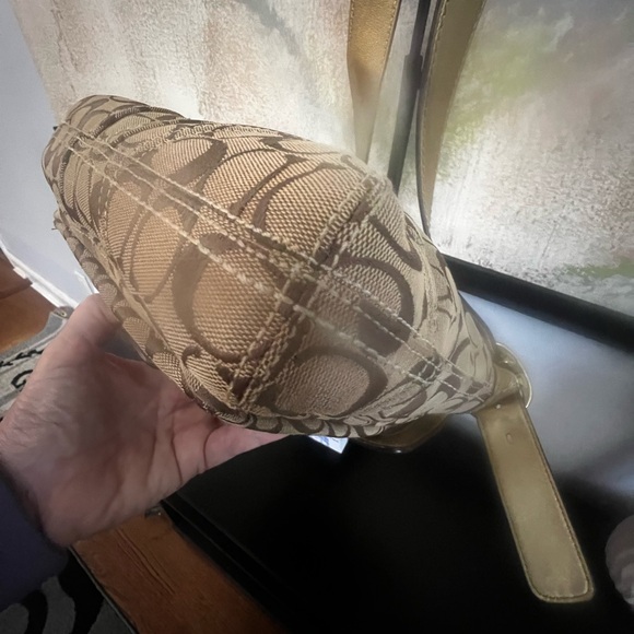 Coach Bleeker Signature Buckle Flap Gold Metallic and Brown Signature Bag - Picture 11 of 15